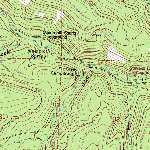 Topographic Map of Elk Creek Recreation Site, OR