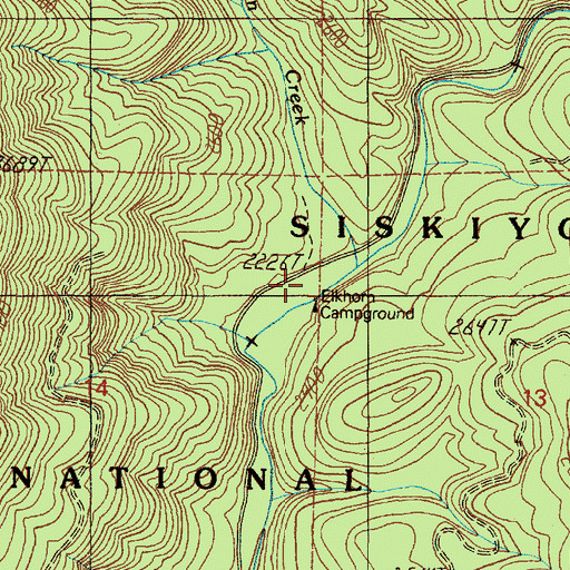 Topographic Map of Elk Horn Creek, OR