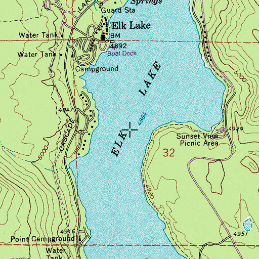 Topographic Map of Elk Lake, OR
