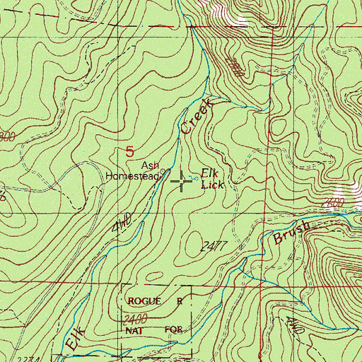 Topographic Map of Elk Lick, OR