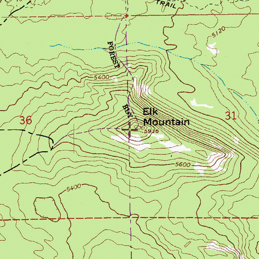 Topographic Map of Elk Mountain, OR