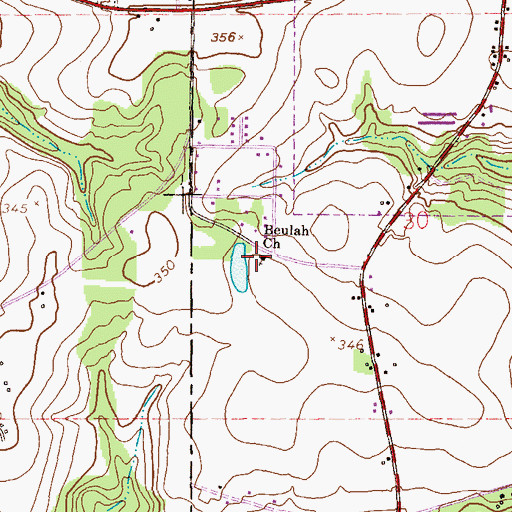 Topographic Map of Beulah Church, AL