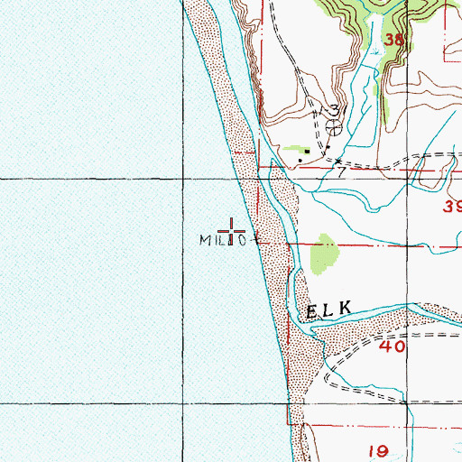 Topographic Map of Elk River, OR