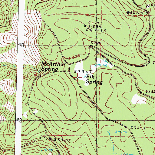 Topographic Map of Elk Spring, OR