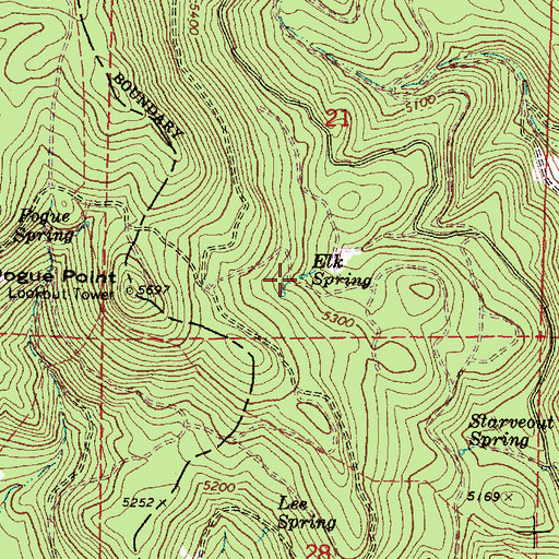 Topographic Map of Elk Spring, OR
