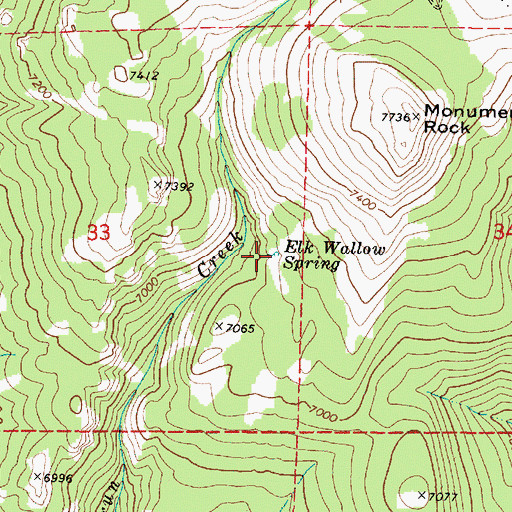 Topographic Map of Elk Wallow Spring, OR