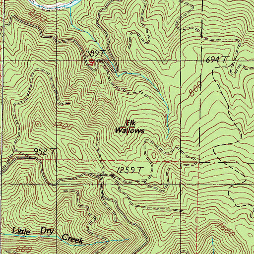 Topographic Map of Elk Wallows, OR