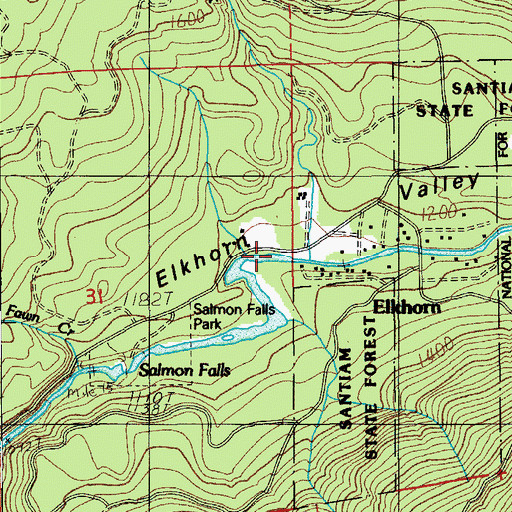 Topographic Map of Elkhorn, OR