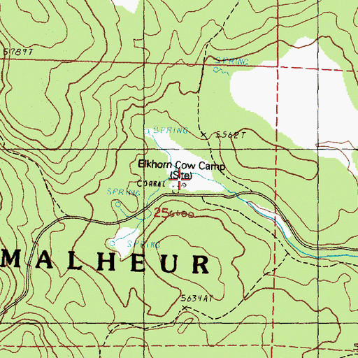 Topographic Map of Elkhorn Cow Camp, OR