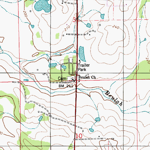 Topographic Map of Beulah Church, AL
