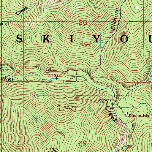 Topographic Map of Elkhorn Creek, OR