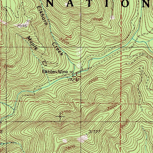 Topographic Map of Elkhorn Creek, OR