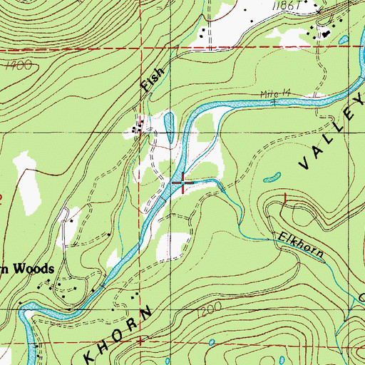 Topographic Map of Elkhorn Creek, OR