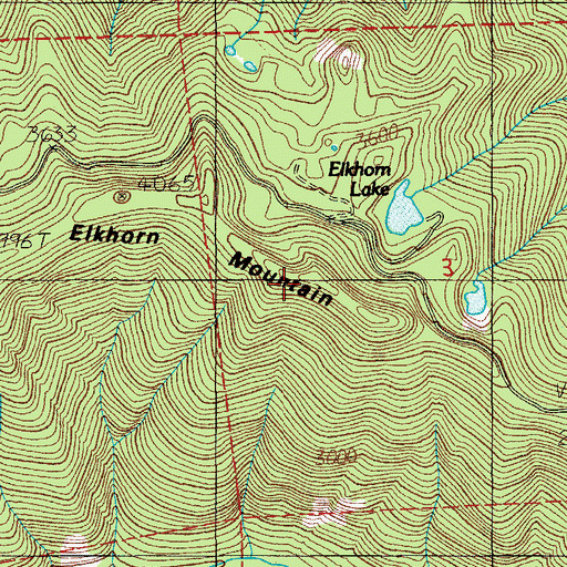 Topographic Map of Elkhorn Mountain, OR