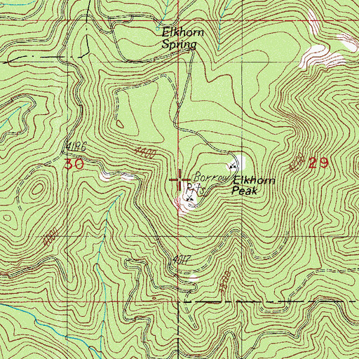 Topographic Map of Elkhorn Peak, OR