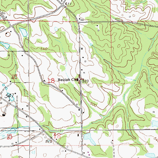 Topographic Map of Beulah Baptist Church, AL
