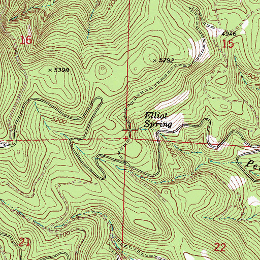 Topographic Map of Elliot Spring, OR