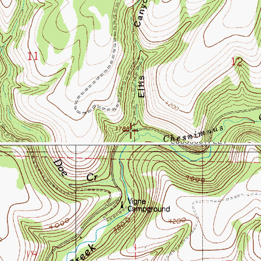 Topographic Map of Ellis Canyon, OR