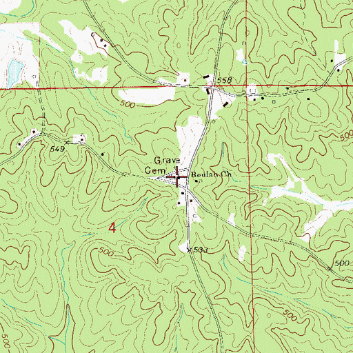 Topographic Map of Beulah Baptist Church, AL