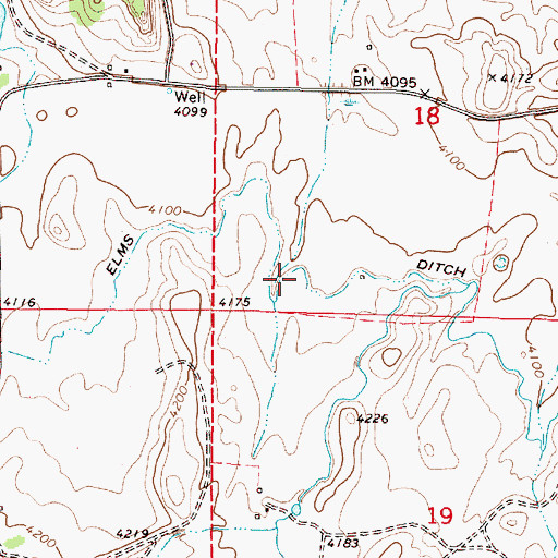 Topographic Map of Elms Ditch, OR