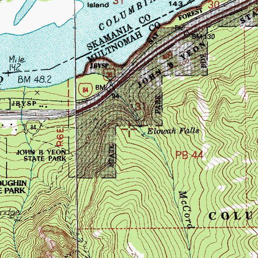 Topographic Map of Elowah Falls, OR