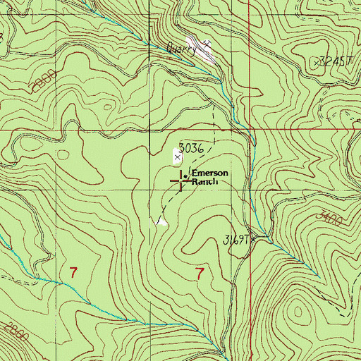 Topographic Map of Emerson Ranch, OR