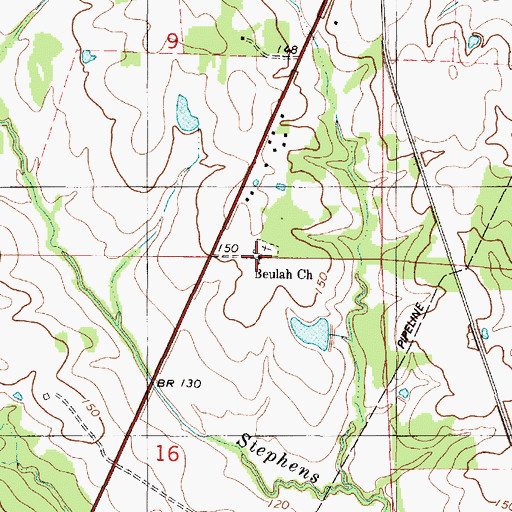 Topographic Map of Beulah Church, AL