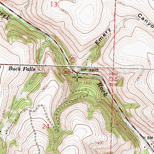 Topographic Map of Emery Canyon, OR