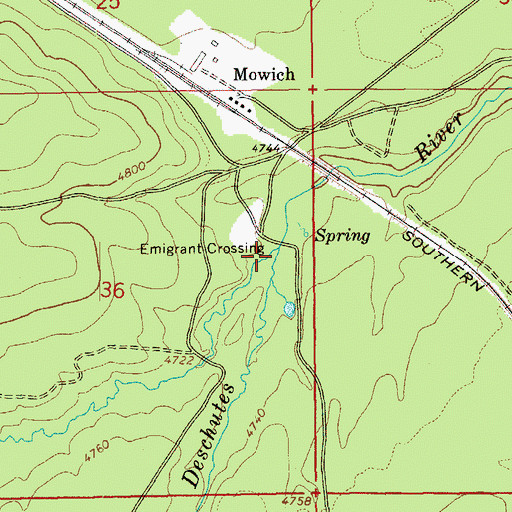 Topographic Map of Emigrant Crossing (historical), OR