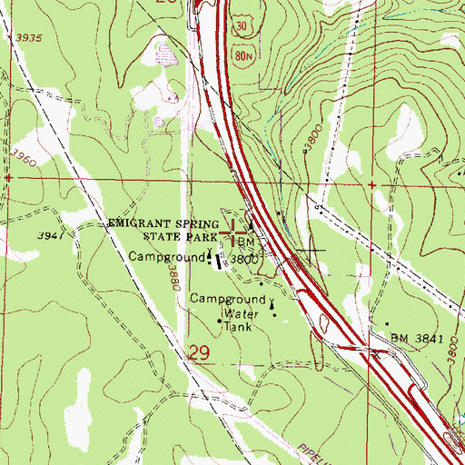 Topographic Map of Emigrant Springs State Heritage Area, OR