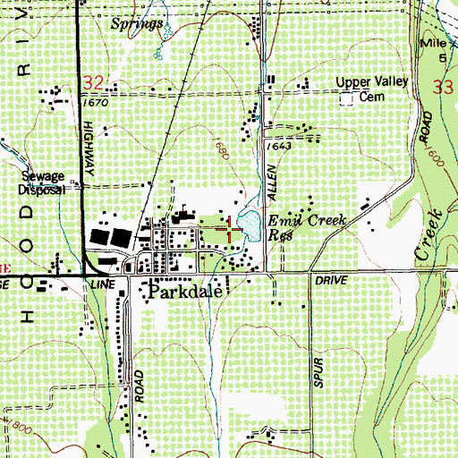 Topographic Map of Emil Creek Reservoir, OR