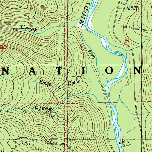 Topographic Map of Emile Creek, OR