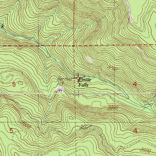 Topographic Map of Emile Falls, OR
