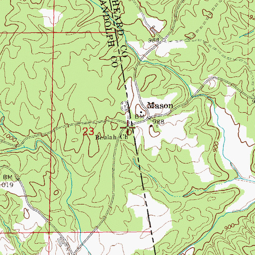 Topographic Map of Beulah Church, AL
