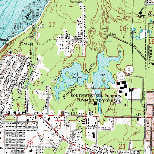 Topographic Map of Empire Lakes, OR