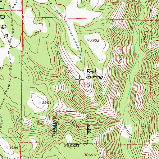 Topographic Map of End Spring, OR