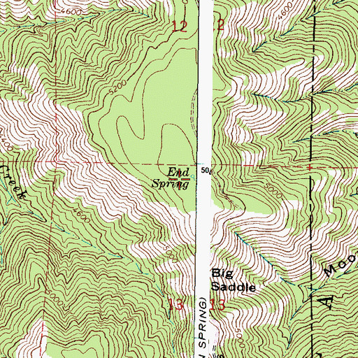 Topographic Map of End Spring, OR