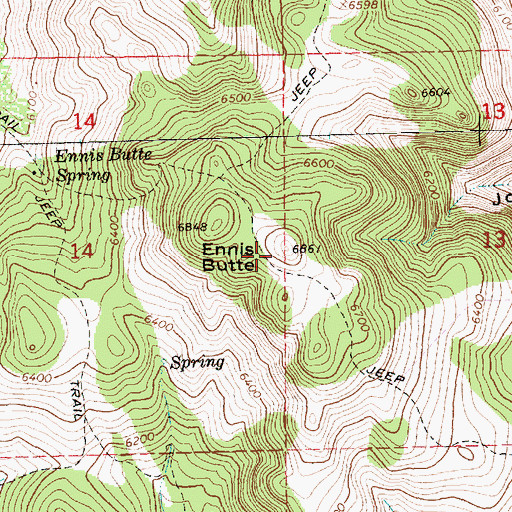 Topographic Map of Ennis Butte, OR