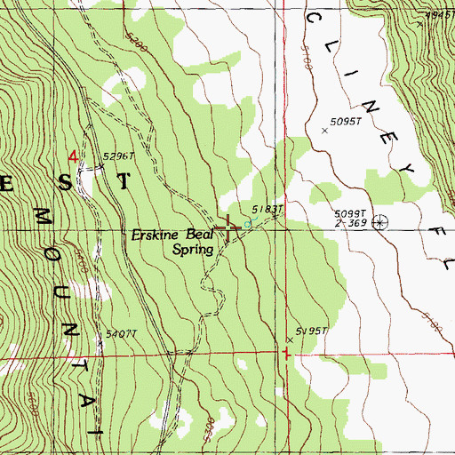 Topographic Map of Erskine Beal Spring, OR