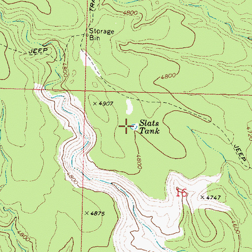 Topographic Map of Slats Tank, AZ