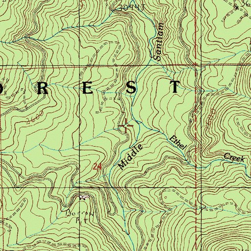 Topographic Map of Ethel Creek, OR
