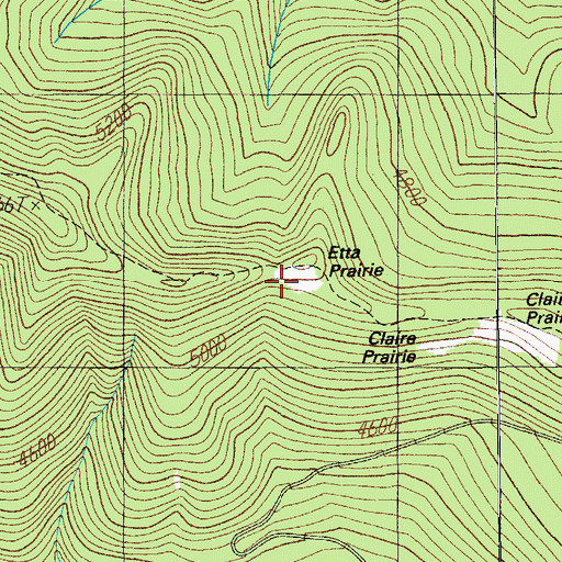 Topographic Map of Etta Prairie, OR