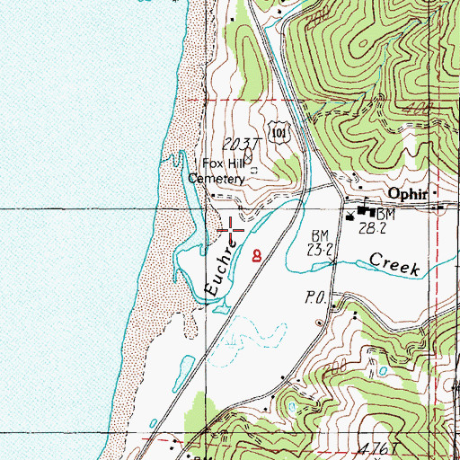 Topographic Map of Euchre Creek, OR
