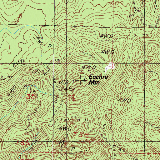 Topographic Map of Euchre Mountain, OR