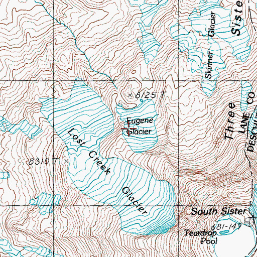 Topographic Map of Eugene Glacier, OR