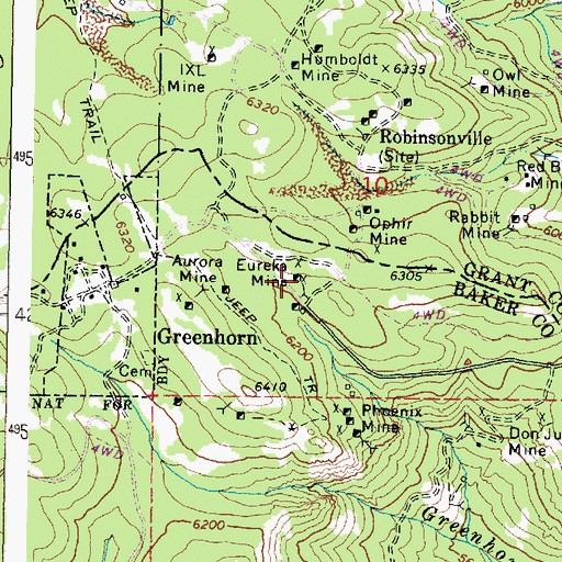 Topographic Map of Eureka Mine, OR