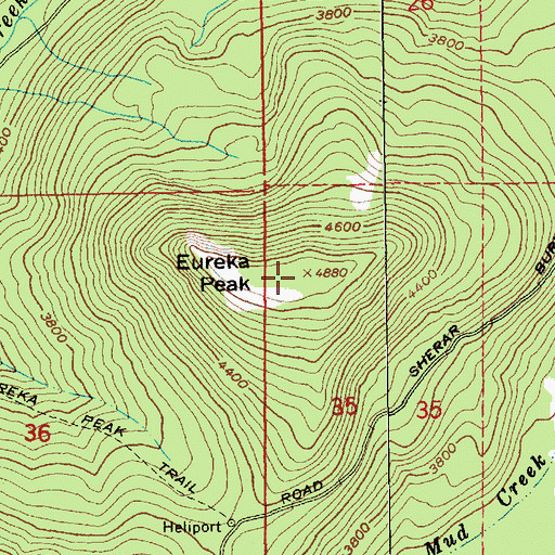 Topographic Map of Eureka Peak, OR