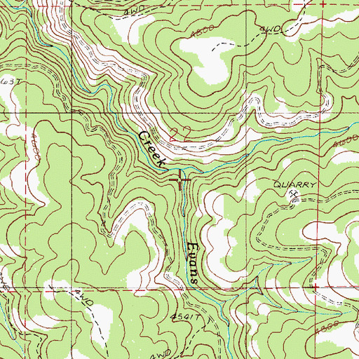 Topographic Map of Evans Creek, OR