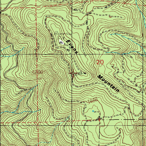 Topographic Map of Evans Mountain, OR