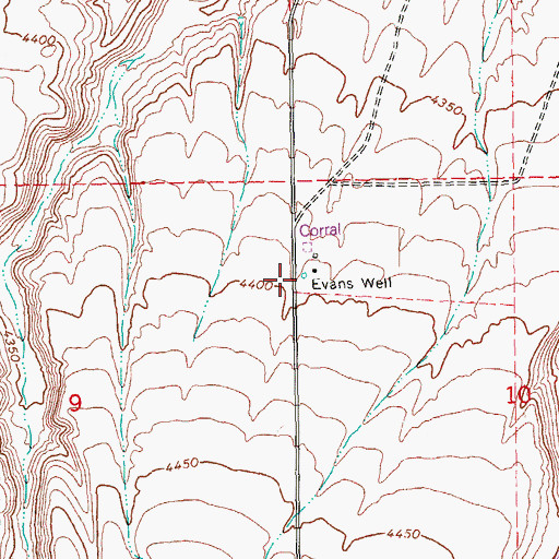 Topographic Map of Evans Well, OR